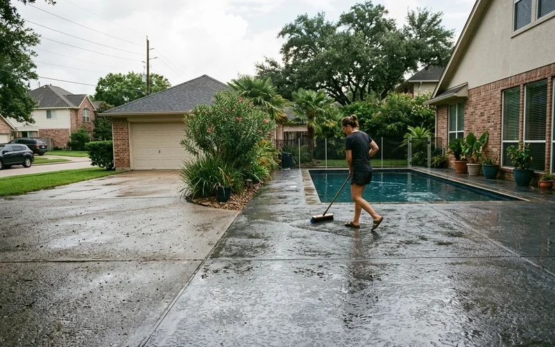 Sealed and protected concrete patio and pool deck with attractive wet-look finish
